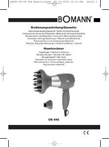 Bedienungsanleitung Bomann CB 846 Haartrockner