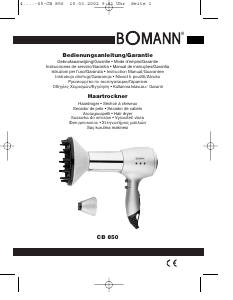 Bedienungsanleitung Bomann CB 850 Haartrockner