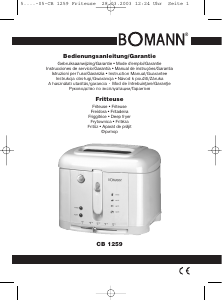 Manual Bomann CB 1259 Fritadeira