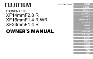 Brugsanvisning Fujifilm Fujinon XF14mmF2.8 R Objektiv