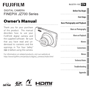 Handleiding Fujifilm FinePix JZ700 Digitale camera
