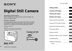 Manual Sony Cyber-shot DSC-F77 Digital Camera