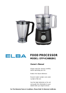 Manual Elba EFP-K2480(BK) Food Processor