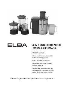 Manual Elba EJE-K1188A(SS) Juicer