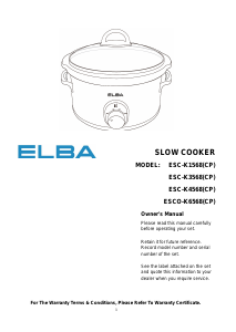 Manual Elba ESC-K3568(CP) Slow Cooker