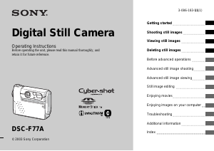 Bruksanvisning Sony Cyber-shot DSC-F77A Digitalkamera