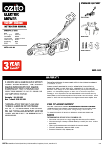 Manual Ozito ELM-1545 Lawn Mower