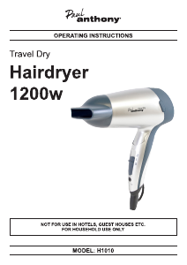 Handleiding Paul Anthony H1010 Travel Dry Haardroger