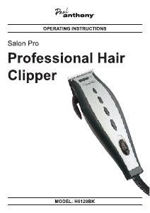 Manual Paul Anthony H5120BK Salon Pro Hair Clipper