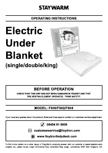 Manual Staywarm F904 Electric Blanket