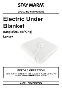 Handleiding Staywarm F902 Luxury Elektrische deken
