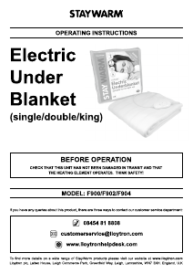 Manual Staywarm F900 Electric Blanket