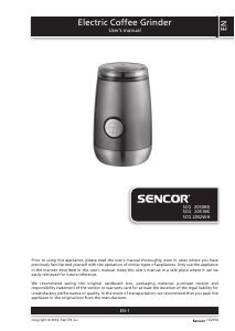 Manual Sencor SCG 2050RD Coffee Grinder