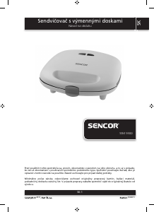 Návod Sencor SSM 9300 Kontaktný gril