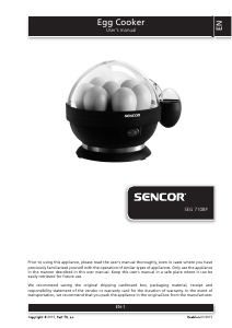 Manual Sencor SEG 710BP Egg Cooker