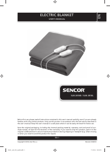 Manual Sencor SUB 281BE Electric Blanket