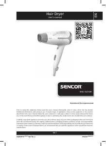 Manual Sencor SHD 7220VT Hair Dryer