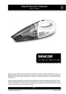 Manual Sencor SVC 190B Handheld Vacuum