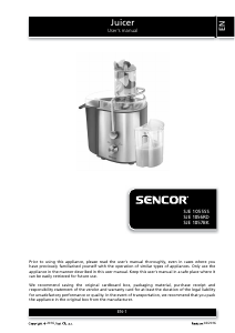 Manual Sencor SJE 1055SS Juicer