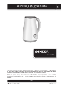 Návod Sencor SMF 2020WH Napeňovač mlieka
