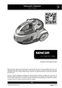 Manual Sencor SVC 730RD Vacuum Cleaner