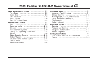 Manual Cadillac XLR (2009)