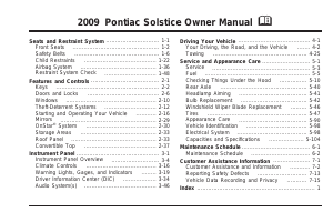 Handleiding Pontiac Solstice (2009)