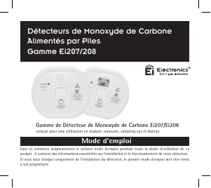 Mode d’emploi Ei Electronics Ei208 Détecteur de monoxyde de carbone