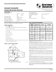 Manual System Sensor CO1224T Carbon Monoxide Detector