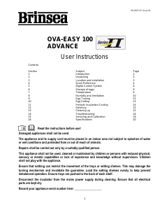 Manual Brinsea Ova-Easy 100 Advance Incubator