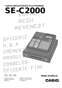 Mode d’emploi Casio SE-C2000 Caisse