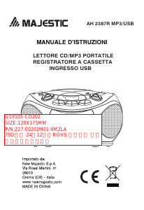 Manuale Majestic AH 2387R Mp3/USB Stereo set