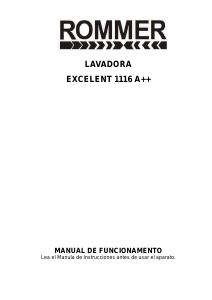 Manual de uso Rommer Excelent 1116 Lavadora