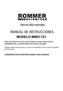 Manual de uso Rommer M721 Microondas