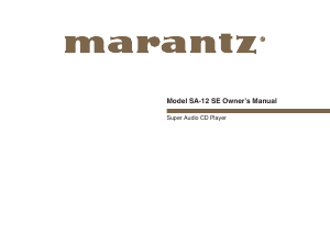 Manual Marantz SA-12 SE CD Player