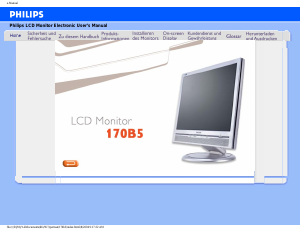 Bedienungsanleitung Philips 170B5CG LCD monitor