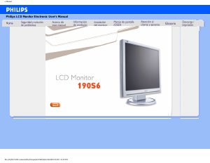 Manual de uso Philips 190S6FG Monitor de LCD