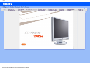 Bruksanvisning Philips 190S6FG LCD skärm