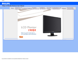 Bedienungsanleitung Philips 190S9FS LCD monitor