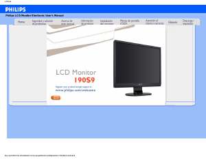 Manual de uso Philips 190S9FS Monitor de LCD
