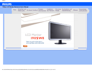 Bedienungsanleitung Philips 190SW8FS LCD monitor