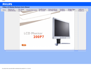 Bruksanvisning Philips 200P7ES LCD skärm