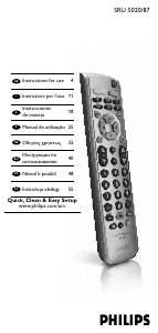 Manual Philips SRU5020 Comando remoto