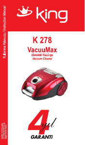 Kullanım kılavuzu King K 278 VacuuMax Elektrikli süpürge