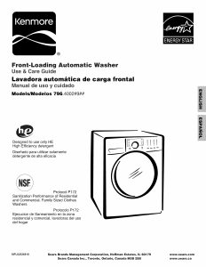 Manual Kenmore 796.40021900 Washing Machine