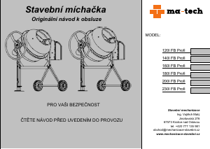 Manuál Ma-Tech 180I FB Profi Míchačka na cement