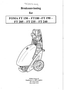 Bruksanvisning FOMA FT190 Høytrykksvasker