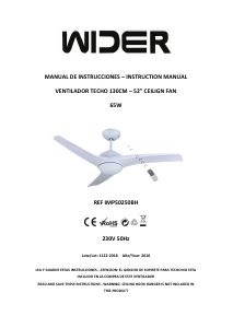 Manual de uso Wider IMP50250BH Ventilador de techo