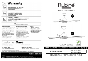 Handleiding Rubine RCF-GAVIA43-3BL Plafondventilator