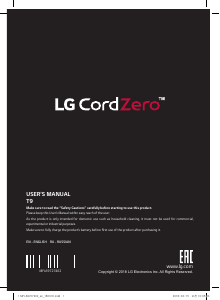 Manual LG T9PETNBEDRS CordZero Vacuum Cleaner